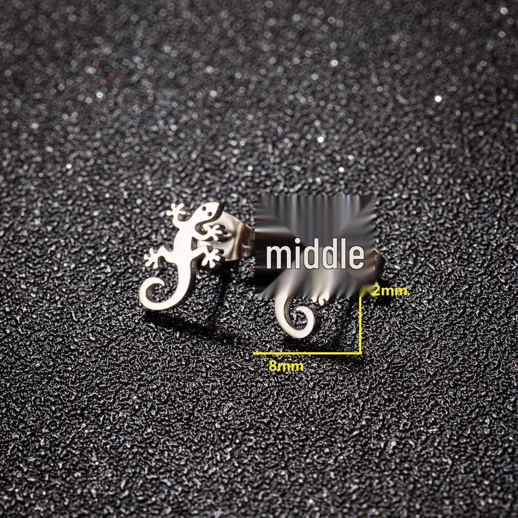 Stainless Steel Lizard Stud Earrings for Women – Simple, Exaggerated Animal Ear Accessories