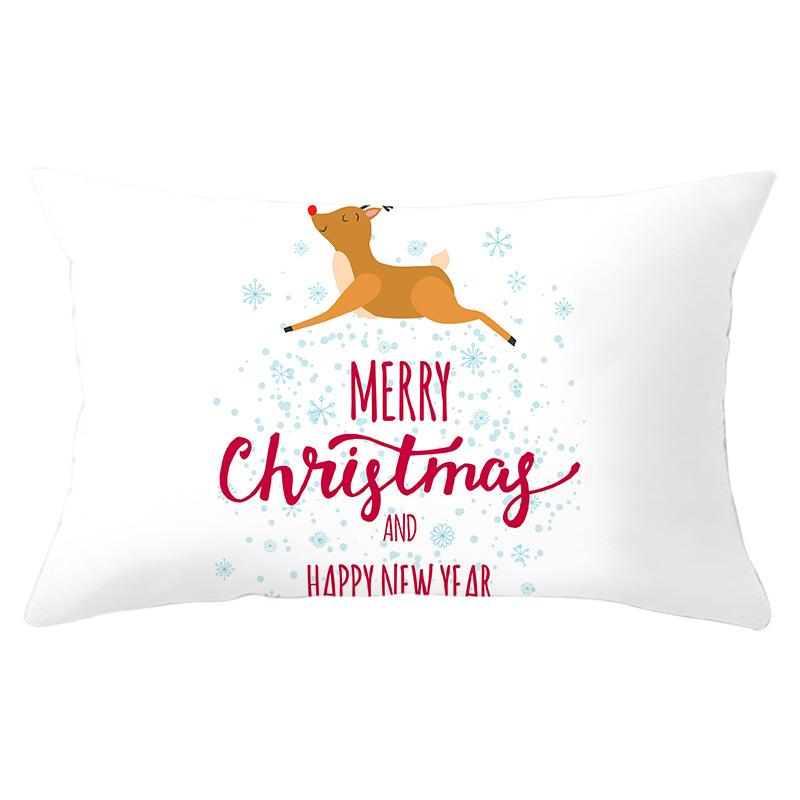 New Christmas Peach Skin Lumbar Pillowcase Cartoon Print Series Sofa Cushion Cover Throw Pillow Cover