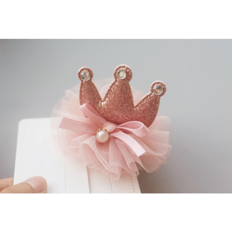 Princess Children Girl Hairpin Vintage 3D Crown Mesh Hair Clip for Kid Girl Birthday Party Decroative Hair Clip Gift