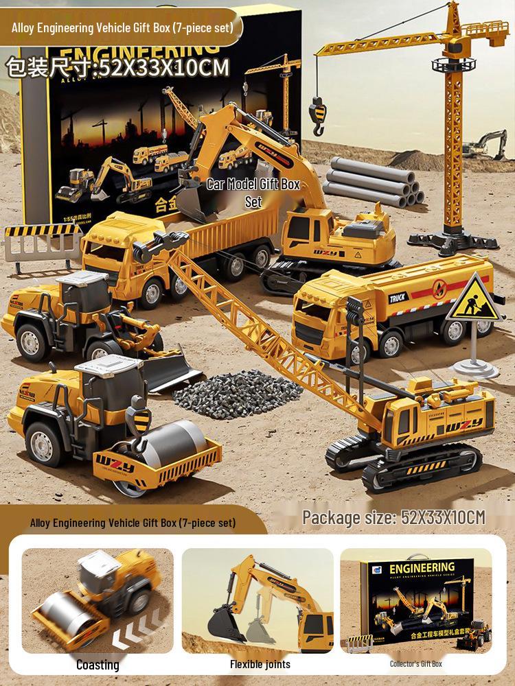 Alloy Excavator Toy Set: 6 Engineering Cars for Boys Ages 3+, Perfect Children's Day or Birthday Gift