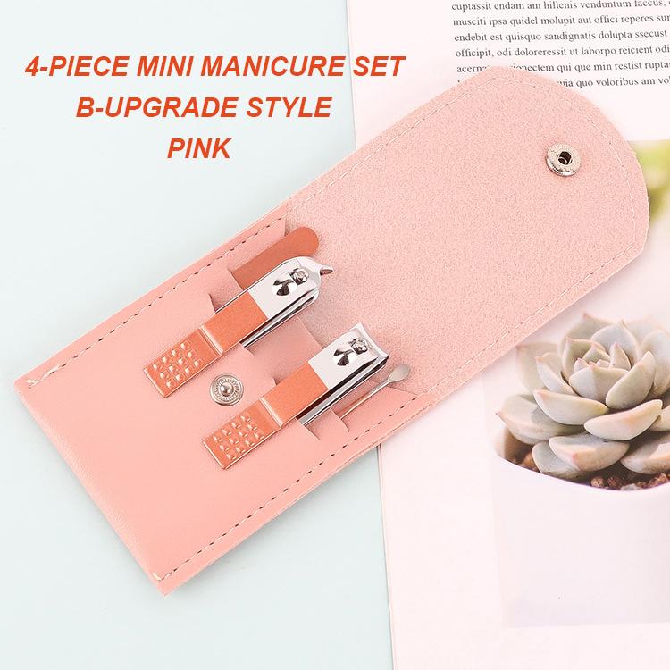 2025 New Hotsale Professional 4-Piece Mini Manicure Set Stainless Steel Nail Kit for Beginners with Leather Case