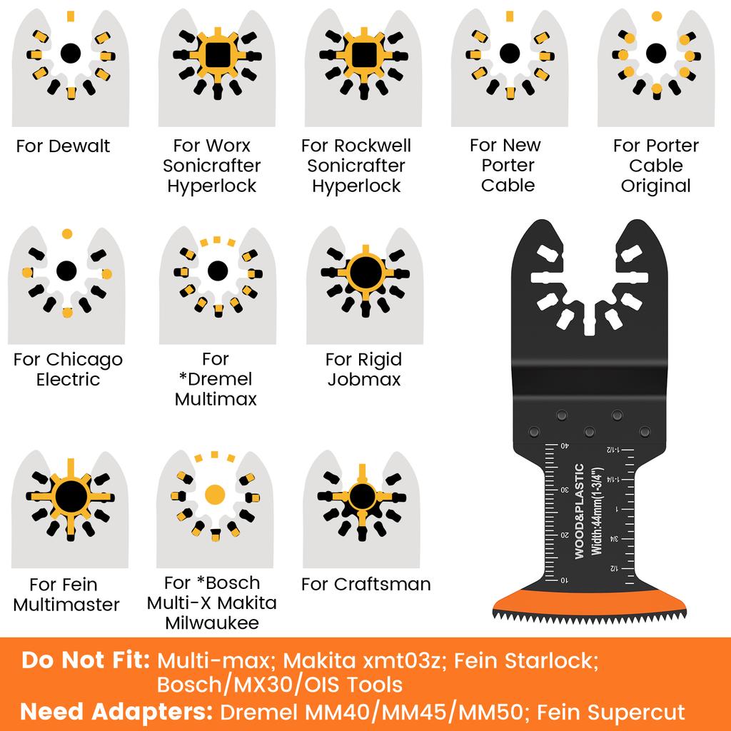 10/50Pcs Oscillating Saw Blades High Carbon Steel 44MM Arc Edge Multitool Blades Sharp Wear Resistant Oscillating Blades