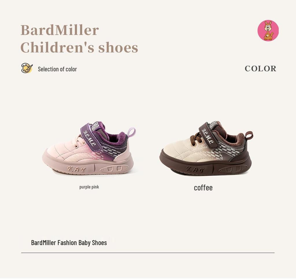Winter 2025 Kids' Sports Shoes: Two-Layer Cotton Velvet Sneakers for Toddlers & Children, Boys & Girls Casual.