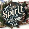 2D Flat Classic Wooden Welcome Sign "Holy Spirit, You Are Welcome Here",  Vintage Home Decor Wall for Bar Kitchen,  Home Decor