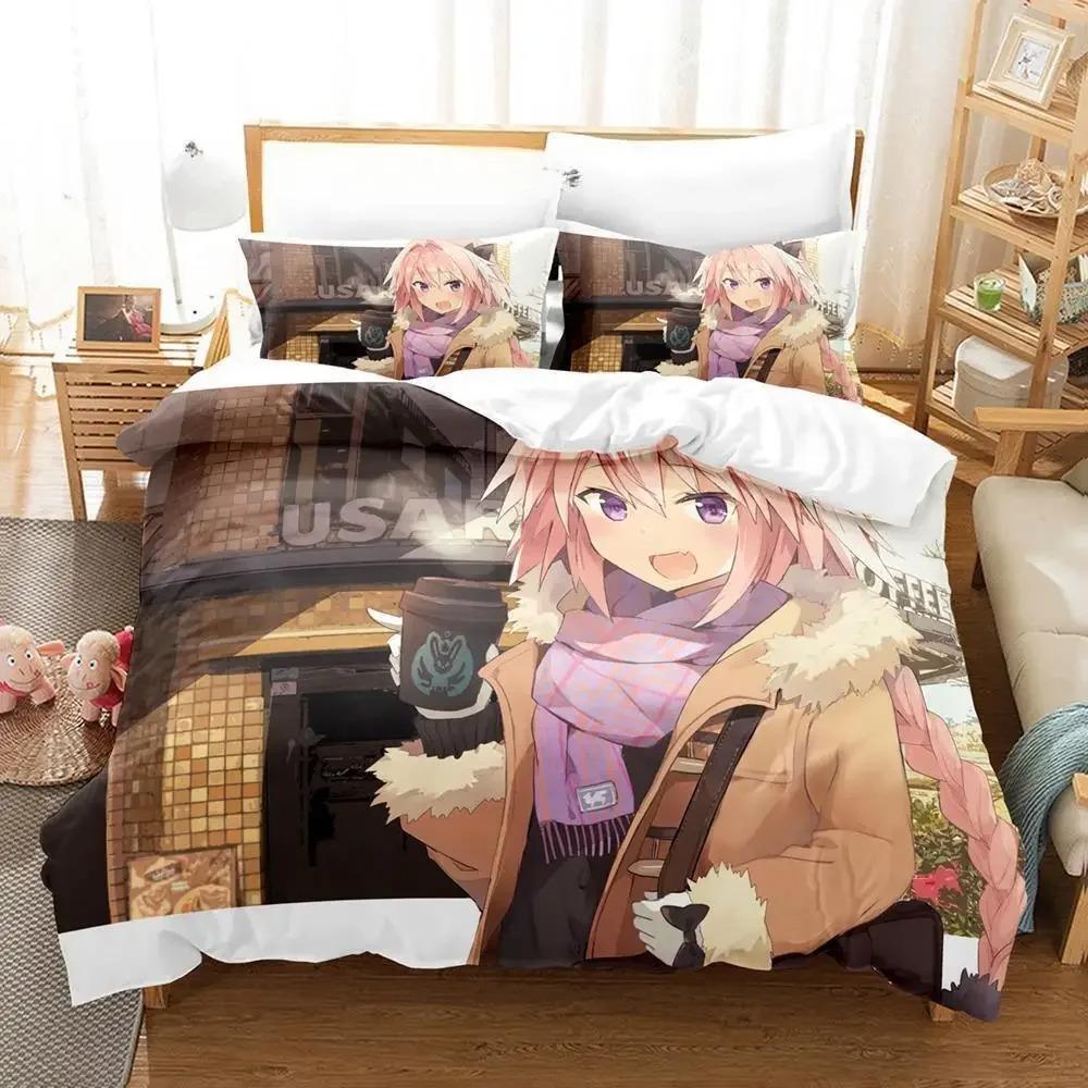 Fate  Astolfo Bedding Collection Single Twin Full Queen King Size Bed Collection Aldult Kid Bedroom Duvetcover Collections 3D Anime With Bed Linen