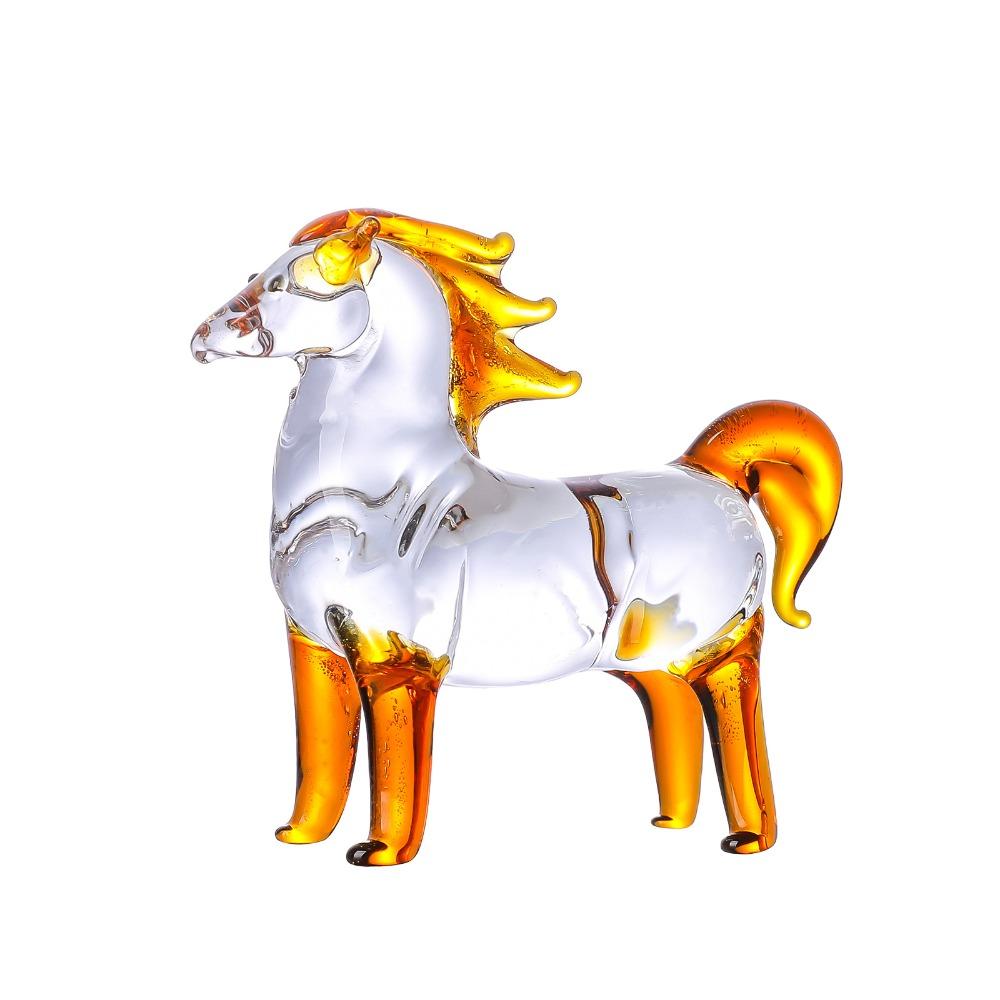 Colorful Decorative Crystal Horse Statue Glass Animal Sculpture  Office Decoration