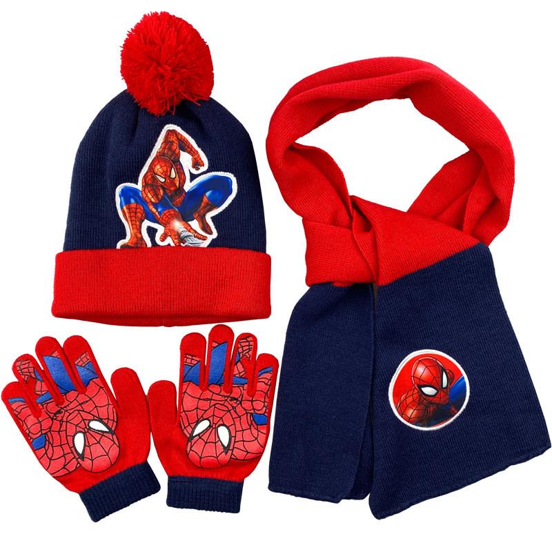 Cozy And Colorful Spider Man Knit Hat Scarf And Gloves Set For Boys Autumn Winter Outdoor Fun