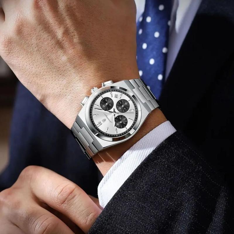 POEDAGAR Najlepszy Męski Zegarek Biznesowy Chronograf Data Stal Nierdzewna Klasyczny Męski Zegar Wodoodporny Luminescencyjny Kwarcowy Zegarek dla Mężczyzn