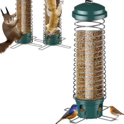 Squirrel Proof Bird Feeder Garden Hanging Metal Bird Feeder Birdseed Dispenser with 4 Feeding Ports