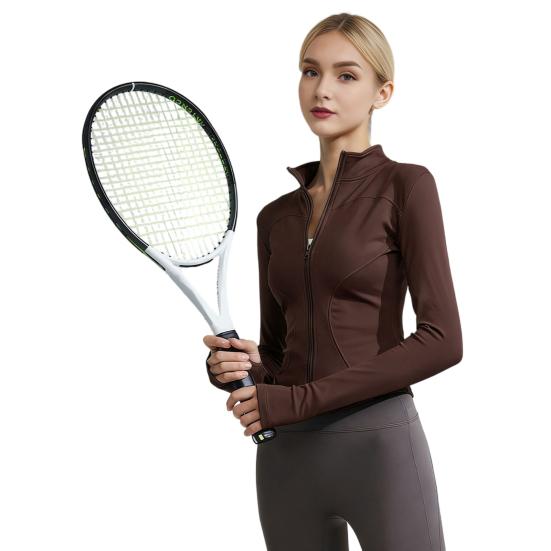 Women Long Sleeve Workout Tops Quick Dry Full Zip Crop Yoga Athletic Slim Fit Shirts Yoga Sportwear with Thumb Holes for Running Gym Aerobics Yoga