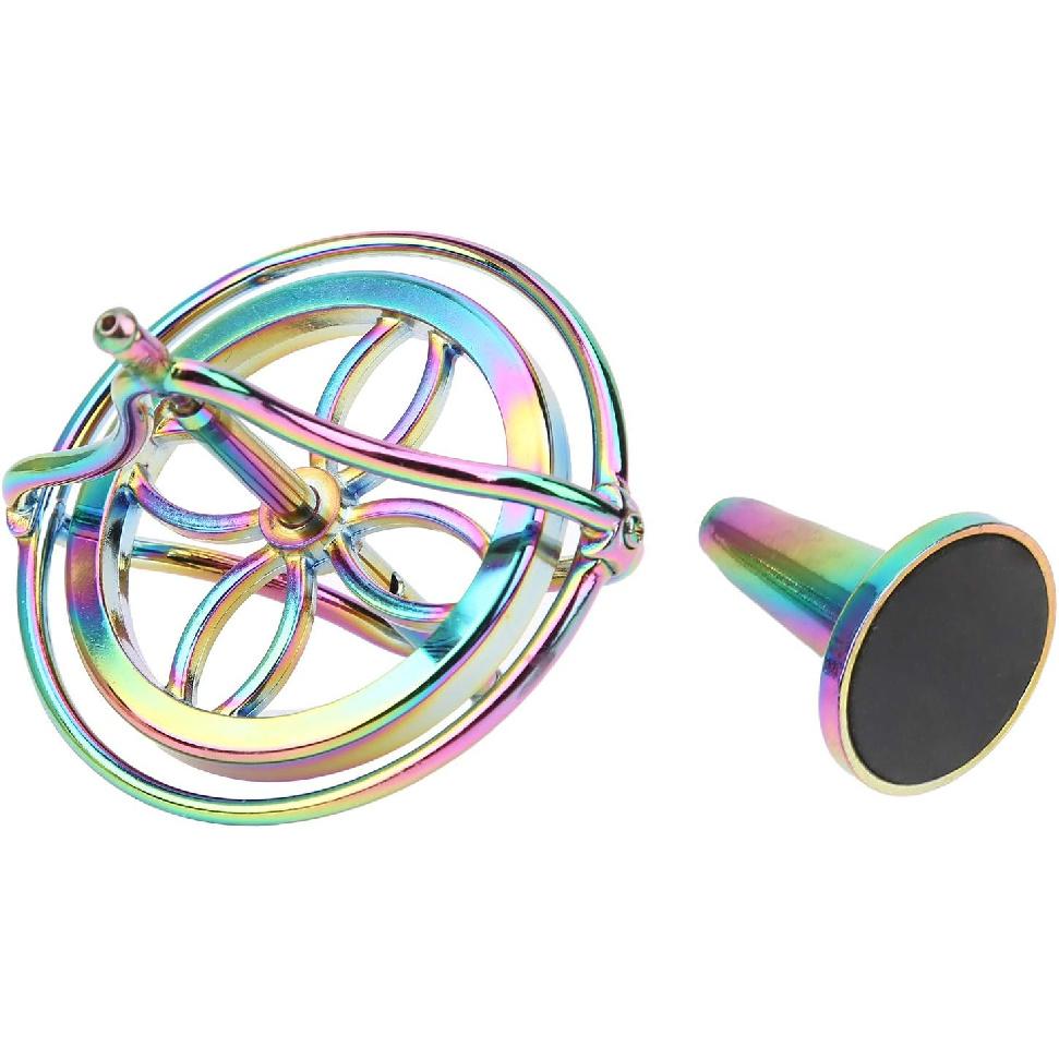 TOPINCN Alloy Gyroscope Toy Stress Relief Fingertip Toy for Adult withDecompression Bright Colorful Metal FrameDecompression Toy Adult Toy (Colorful)
