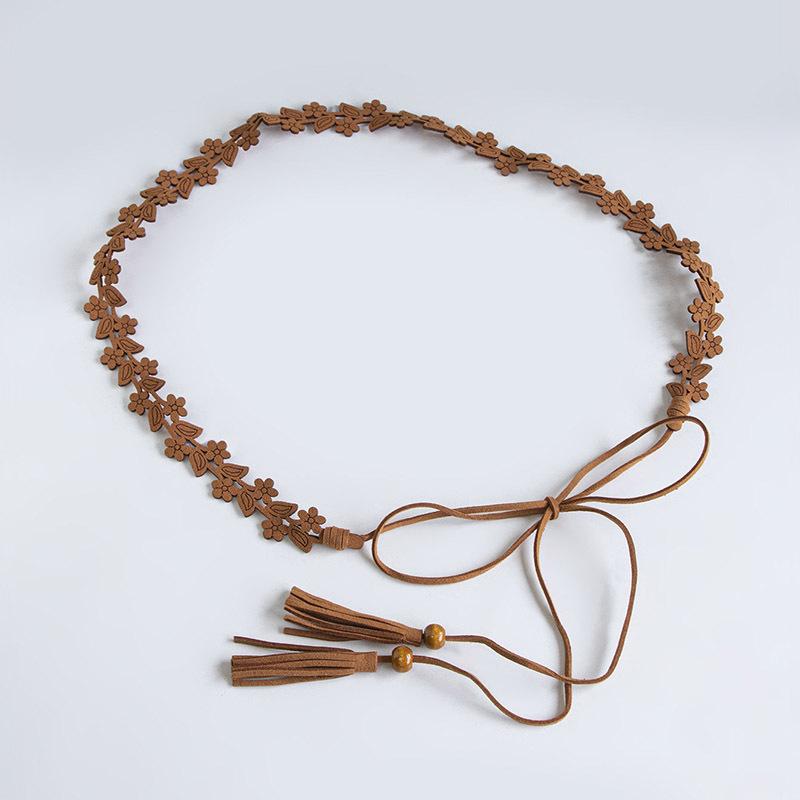 Bohemian Belt Hollow Flower Tassel Super Fiber Soft Vacation Natural Texture Women's Waist Rope