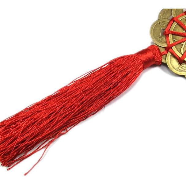 Chinese Feng Shui Ten Emperor Money Co with Chinese Knot Office Bedroom Car Hanging Ornaments Decoration Lucky Co for Wealth and Success (12 Co+Red