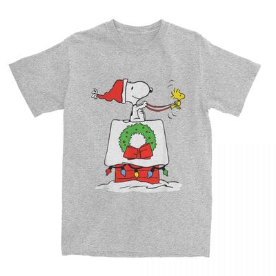 Funny Peanuts Holiday Snoopys Doghouse Sleigh TShirt Men Women Cotton T Shirts Short Sleeve Tees Graphic Printed Tops