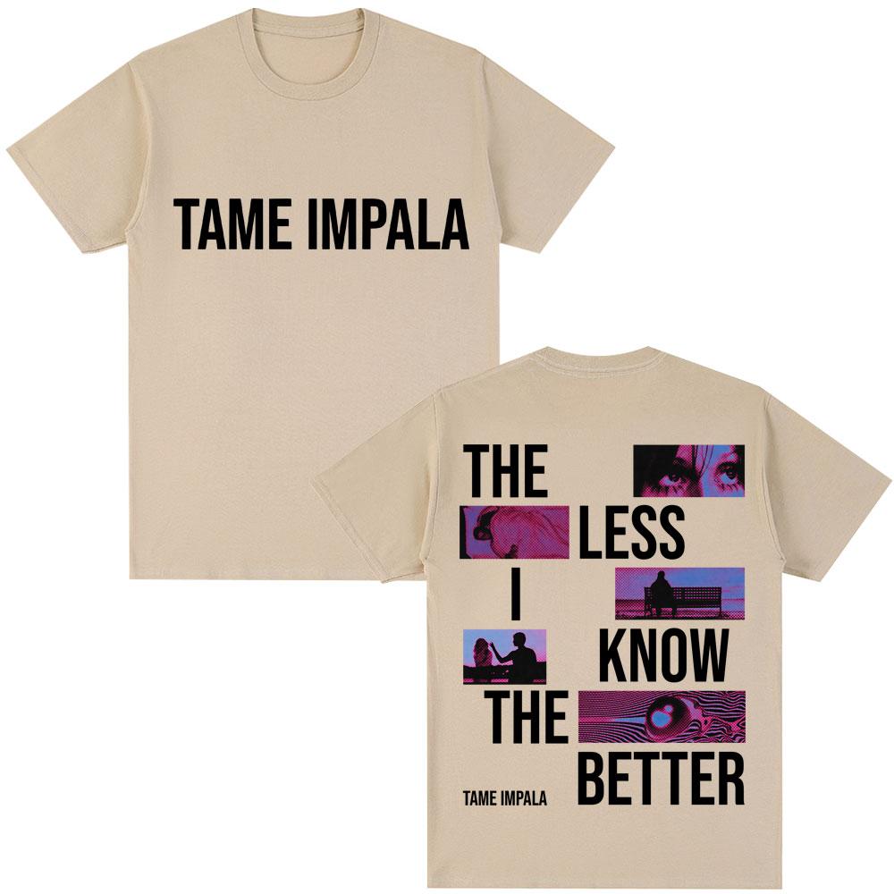 Rockband Tame Impala The Less I Know The Better T-Shirt Herren Vintage Hip Hop Gothic T-Shirts Baumwolle Lässig Übergroßes T-Shirt