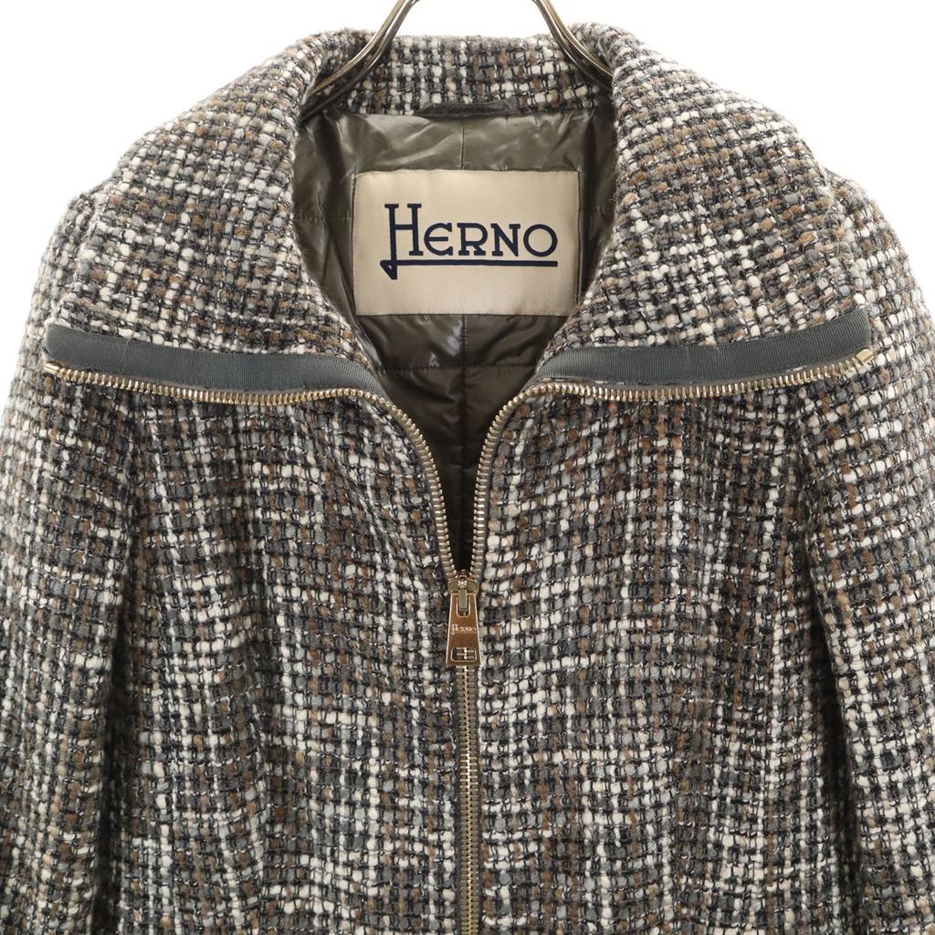 Herno made in Italy tweed coat 40 Gray Lightly padded Women Used
