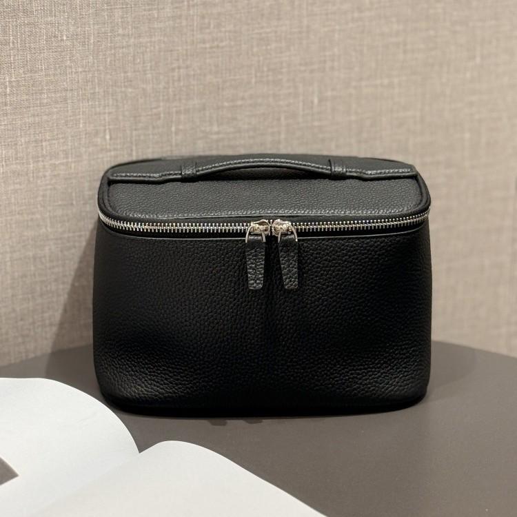 Large Capacity Leather Cosmetic Bag Portable Travel Makeup Case with Handle