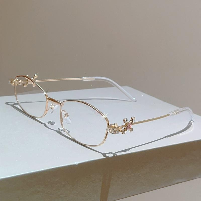 KAMMPT Vintage Polygon Sunglasses with Rhinestones Women Fashion Casual Decor Sun Glasses New Trendy Luxury Brand Design Shades
