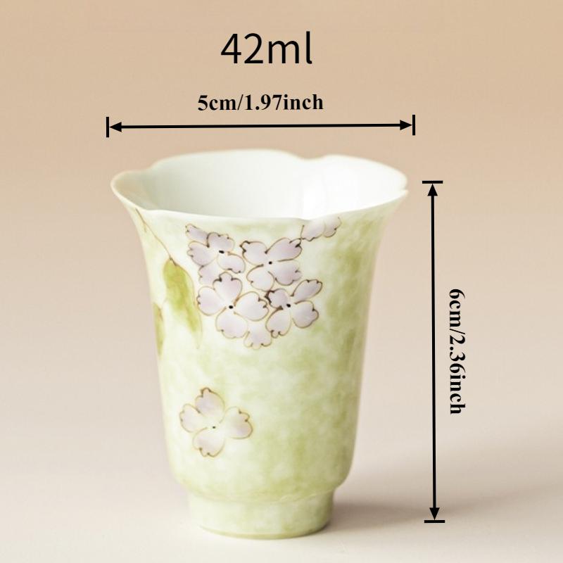 Hand-painted Hydrangea Tea Cup Household Ceramic Kung Fu Tea Set Chinese Master Cup Coaster Teaware Drinkware Kitchen Supplies