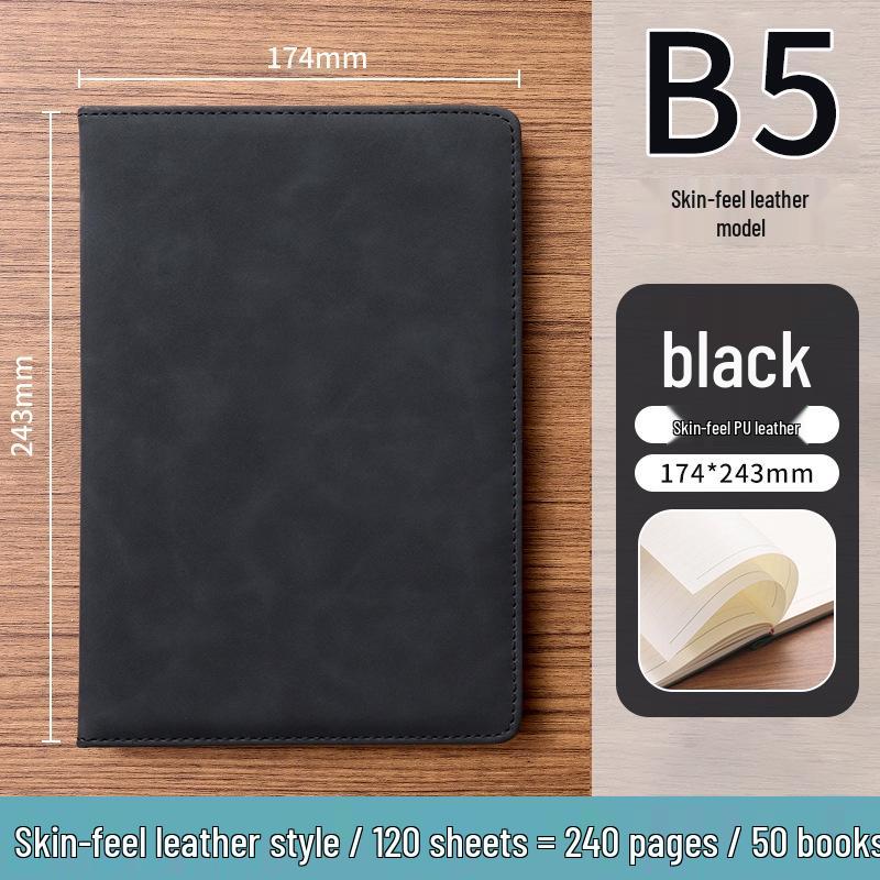 A5 Soft Leather Suede Notebook with Custom Logo - Simple B5 Business Meeting Journal, Large Thick Diary