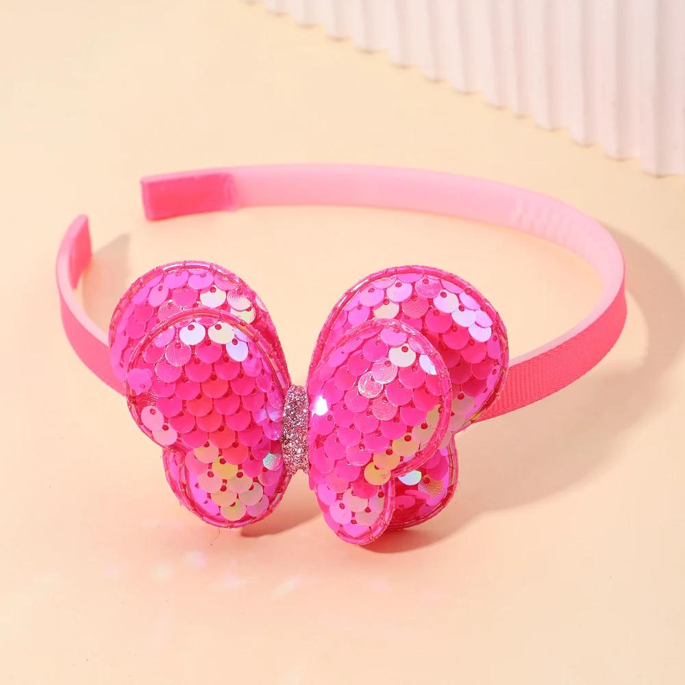 

1 шт. Детские милые мультяшные повязки на голову с бабочками и цветами, головные уборы, милый обруч для волос для девочек, повязки на голову с пайетками, детские аксессуары для волос