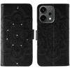 For Oppo Reno14 5G (Global) Case Rhinestone Decor PU Leather Mandala Imprinted Design Phone Cover with Wrist Strap