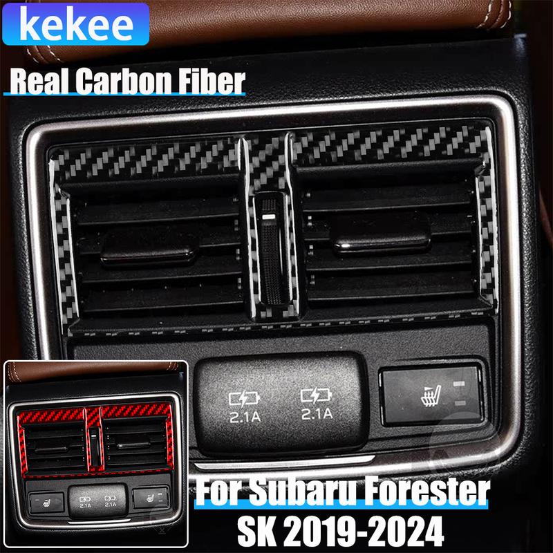 Real Carbon Fiber Car Accessories Rear Air Vent Trim Cover Soft Sticker For Subaru Forester SK 2024
