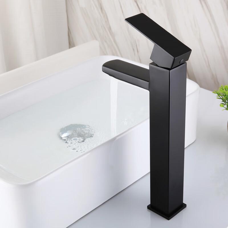 TLXT 304 Stainless Steel Black Square Bathroom Faucet