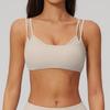 Bare-feel double camisole yoga tank top with chest pads, thin shoulder straps, sports bra, fitness bra, beautiful back style