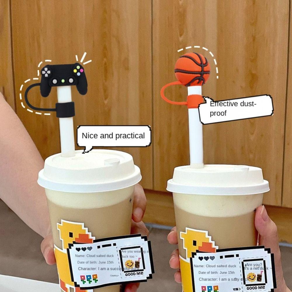 Ball Cute Ball Straw Covers New Straw Head Silicone Dust-Proof Protector Cap Reusable Silicone Straw Toppers For 10mm Straws