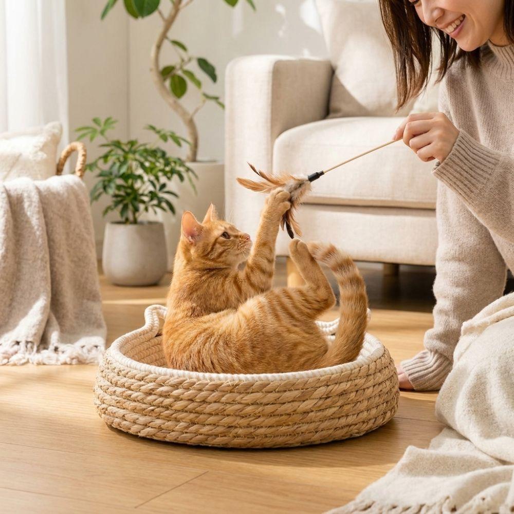 Cotton Rope Large Woven Cat Bed Wear-Resistant Pet Sofa Bed Comfortable Dog Sleeping Bed Paws Care