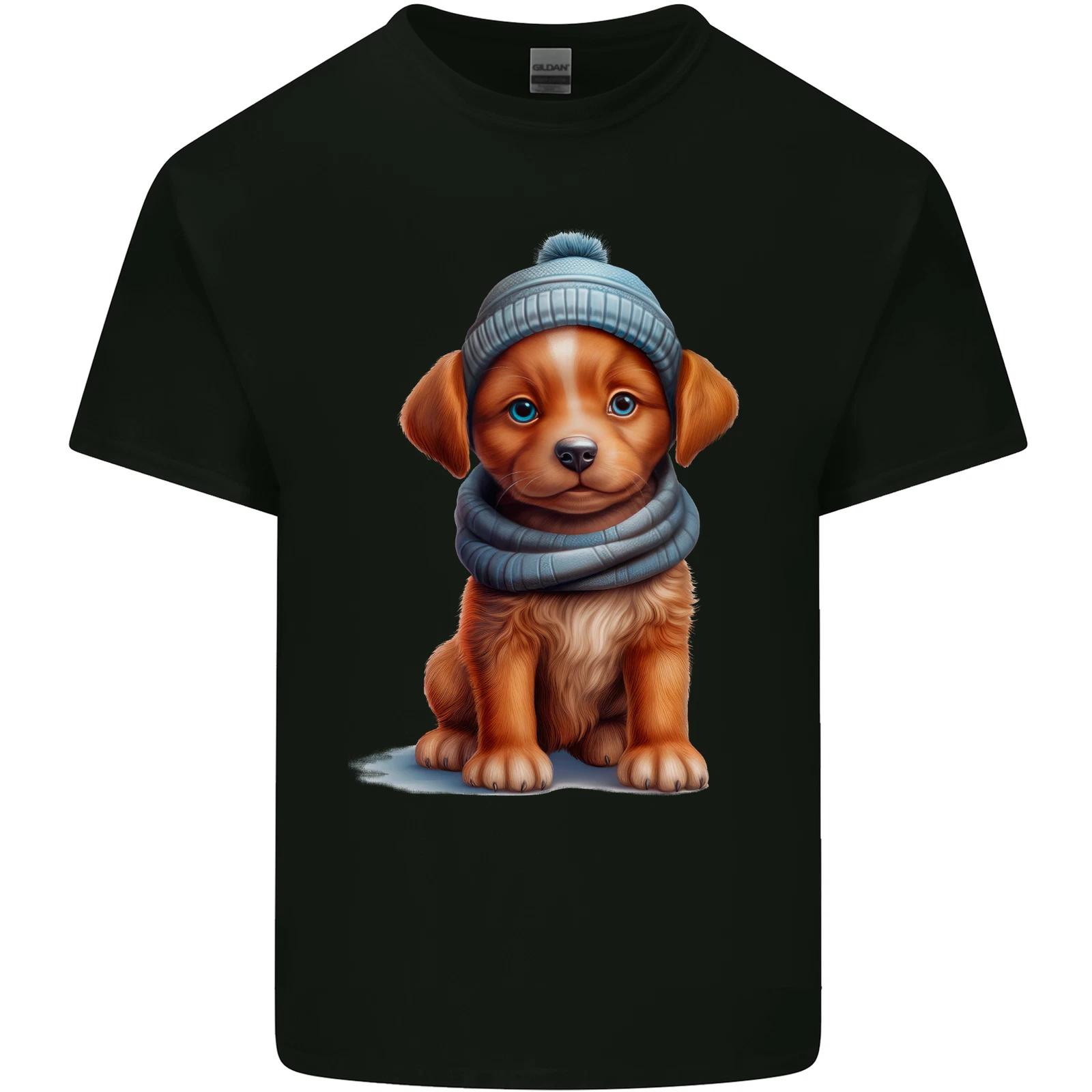 

Winter Puppy With Hat and Scarf Dog Kids T-Shirt Childrens XL