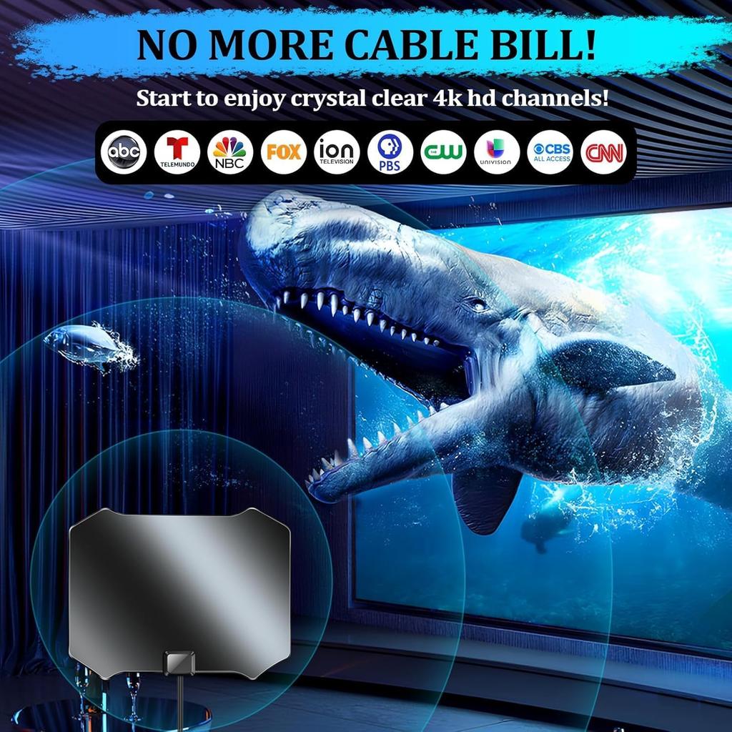 2025 Digital Antenna for Smart TV, 1900+Miles Range Antennas for Local Channels, HDTV Antenna Indoor/Outdoor