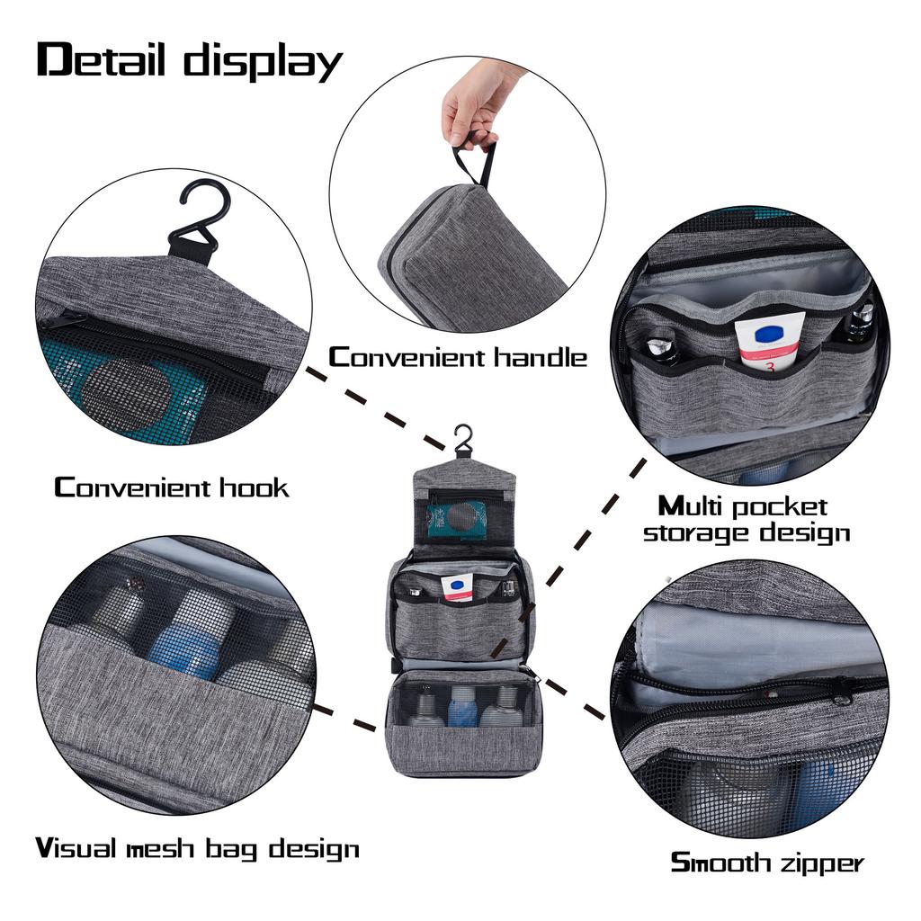 Portable Cosmetic Bag Hanging Toiletries Storage Bag Large Capacity Hook Simple Multi-Functional Travel Storage Bag