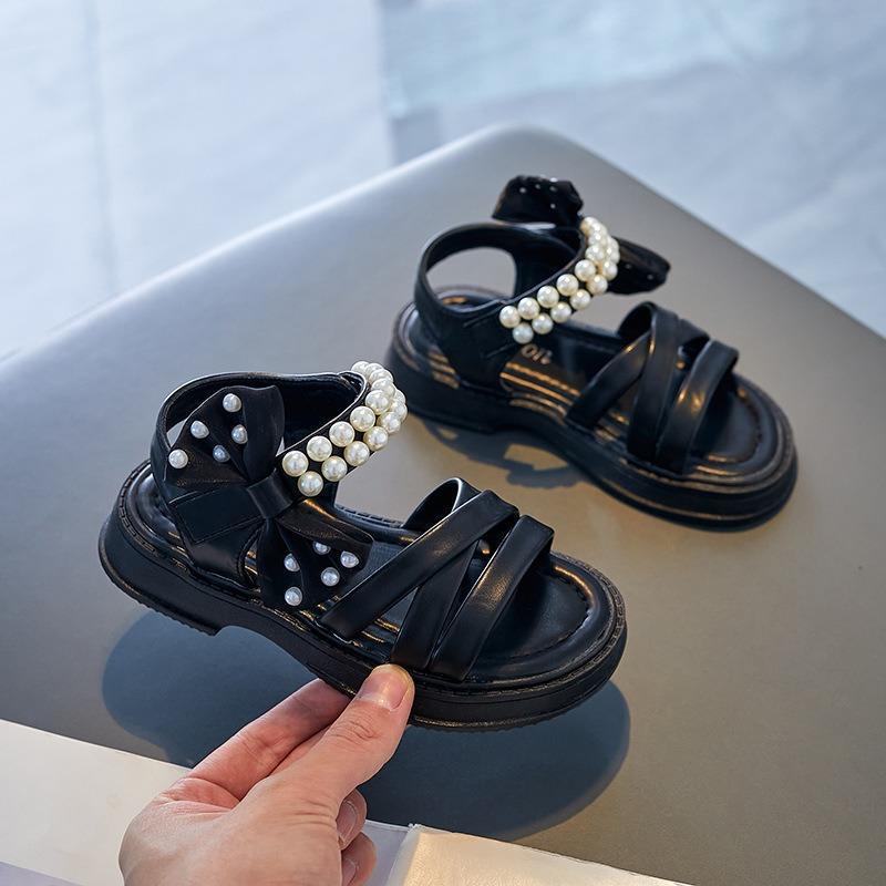 Girls' Summer Pearl Sandals - Casual, Versatile Princess Shoes for Beach Perfect for Small & Medium Children