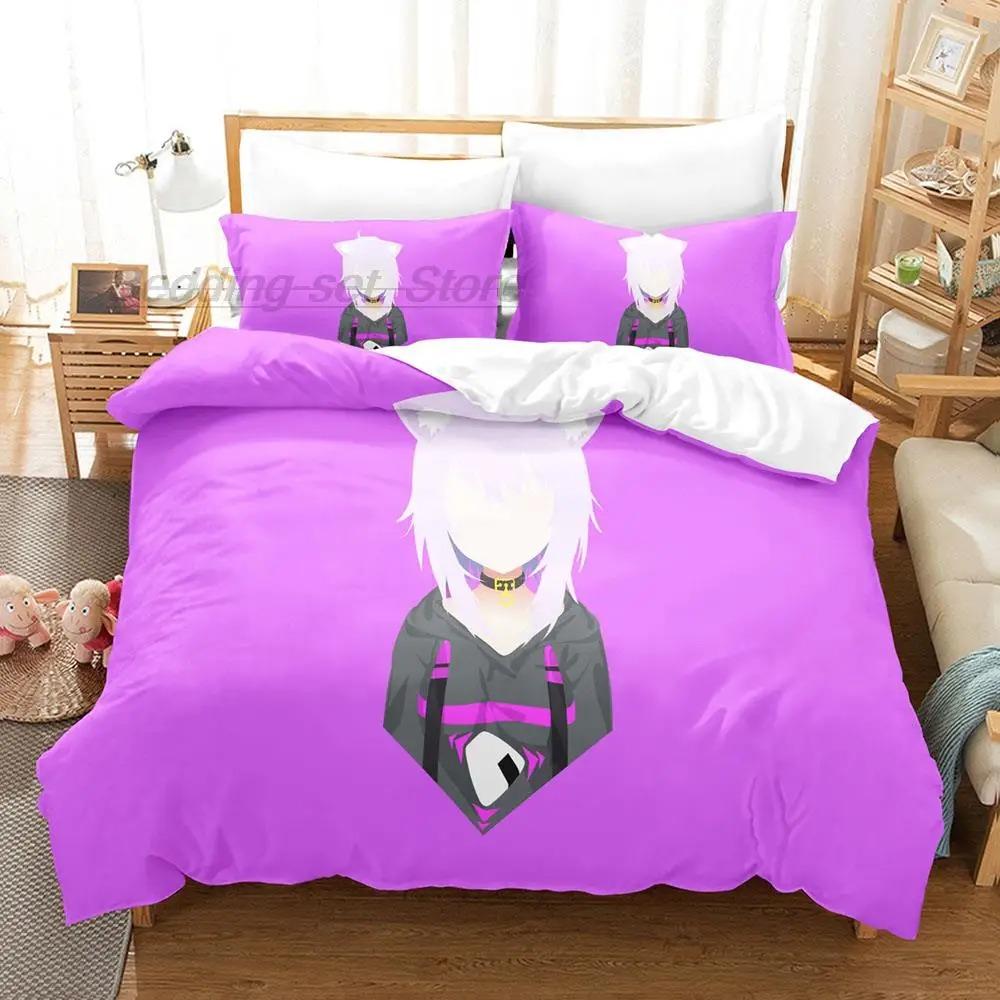 Hololive Neko Mata Okayu Ložní souprava Jednolůžko Dvojlůžko Plná Velikost Queen King Ložní souprava Aldult Dítě Ložnice Sady povlečení 3D Anime
