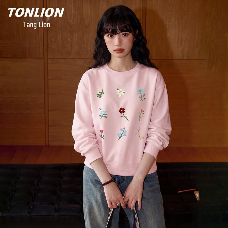 

TonLion Women s Round Neck Floral Sweatshirt M