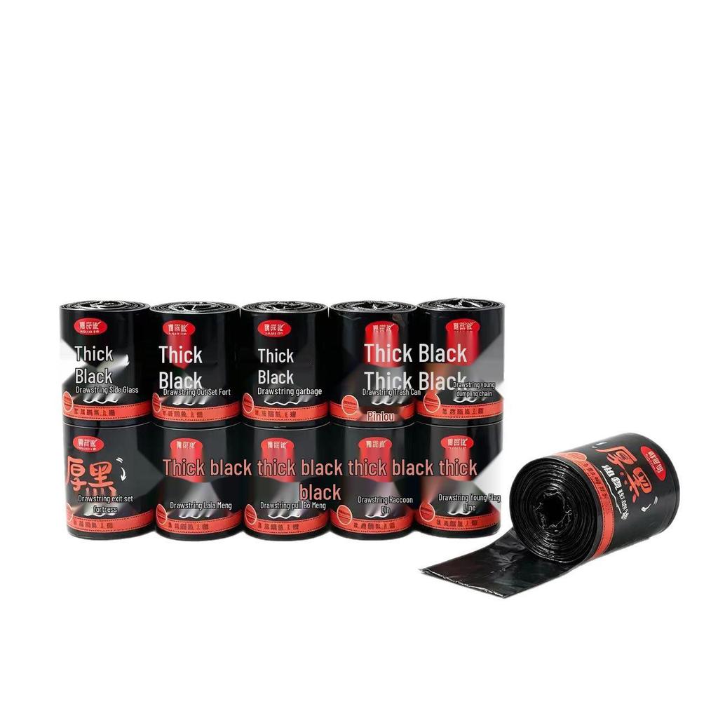 Black Odor-Proof Tear-Off Garbage Bags - Durable, Thick, Drawstring, Large Household Kitchen Roll