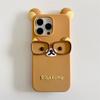 NEW Cute Bear Wear Glasses Phone Case For iPhone 16 promax 15 14 Plus 13 12 Pro Max So Cute 3D Cartoon Soft Silicone Cover
