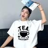 TEA IS MY CUP OF HAPPINESS Print WClothing Soft Short Sleeve Summer Top Round Neck Casual Harajuku Aesthetic Sale Tops