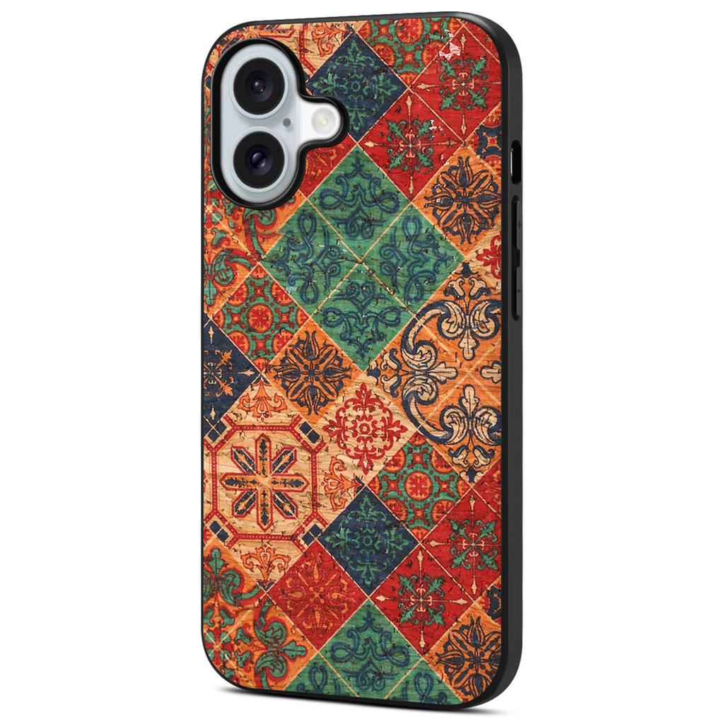 For iPhone 16 Case Flower Print PU Leather+PC+TPU Phone Cover
