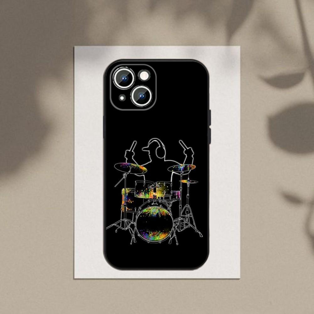 Musical Instrument Drum  Phone Case For Apple iPhone 15,14,13,12,11,XS,XR,X,8,7,Pro,Max,Plus,mini Silicone Black Cover