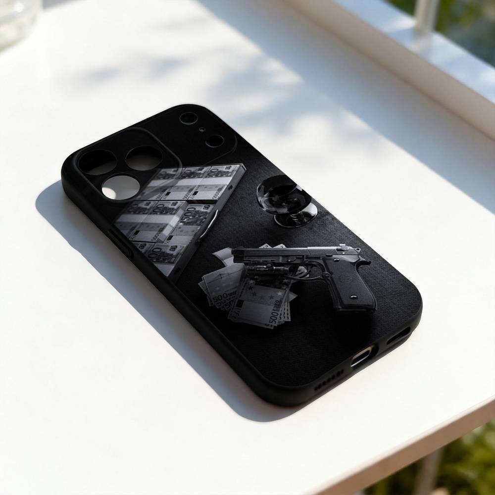 Gun AK47 Rifle M4A1 Cool Phone Case For iPhone 11,12,13,14,15,16,17,Pro,Max,Plus,E,SE4,Air,Mini Black Soft Cover
