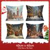 Christmas Street Cushions Pillowcase Polyester Cushion Cover Throw Pillow Pillowcover Home Car Sofa Decor