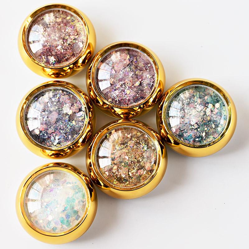 6Colors Holographic Sparkling Nail Glitter Mermaid Sequin NailPowder Iridescent Laser Flakes Fairy Eyes Nail Decoration Manicure