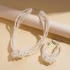 Imitation pearl beaded three-layer knotted sweater chain elegant temperament niche fashion necklace