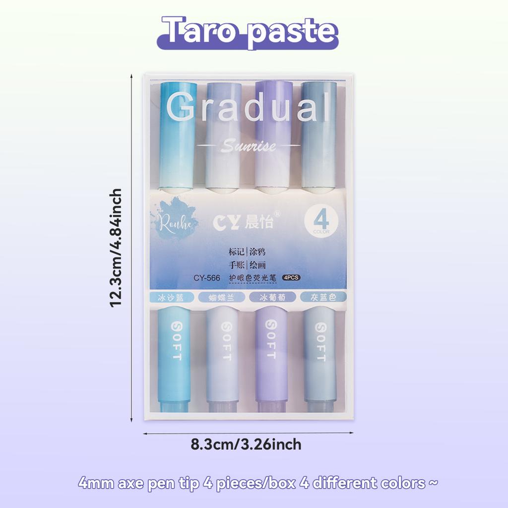 4pcs Kawaii Gradient Fluorescent Marker Pen Painting, Graffiti Cannot Erase Color Pen School Student Stationery Supplies