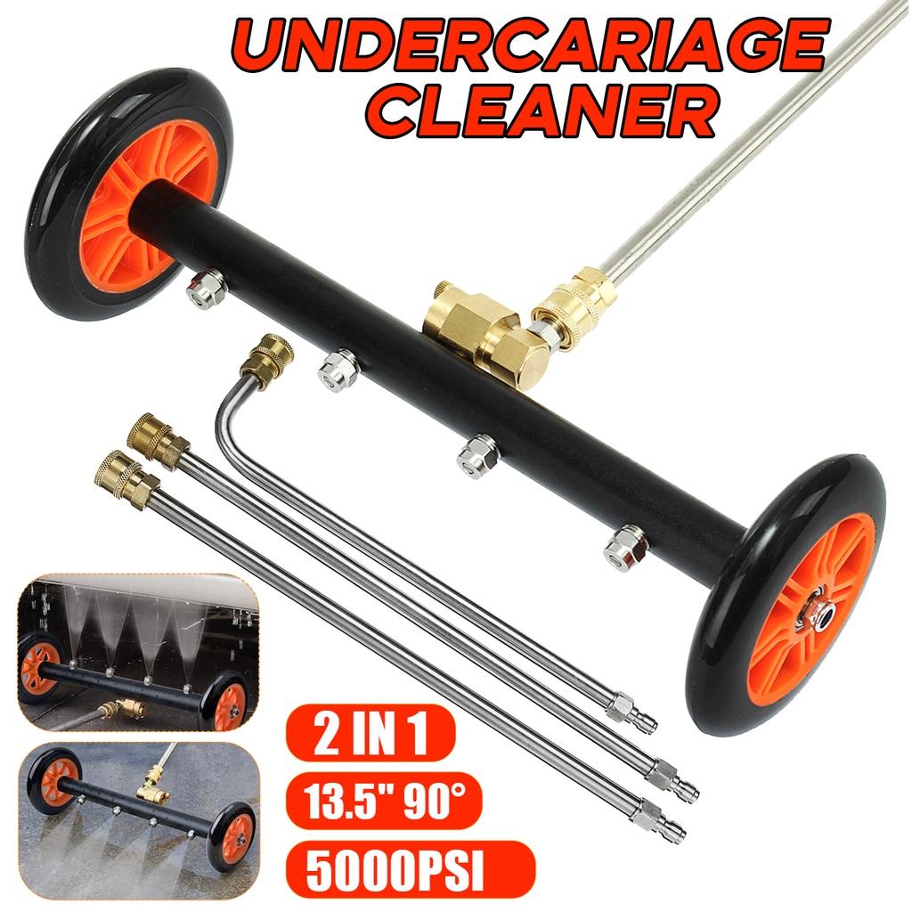 2in1 Road Bars and 90 Degree Bar High Pressure Car Chassis Washer Brush Ground Cleaning Floor Washing Wheel with 2 Straight