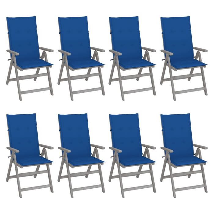 Exclusive House - Garden Reclining Chairs and Cushions Set of 8 Acacia Grey