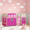 VidaXL Children's Mezzanine Bed and Curtains, Mid Sleeper Bed with Storage, Bedroom Furniture, Modern, Pink 3283810